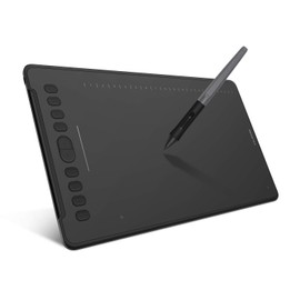 HUION Inspiroy H1161 Graphics Drawing Tablets, Touch Strip and 8192 Pen Pressure Sketch Tablet with Battery-Free Stylus,10 Shortcut Keys, Compatible with Android, Windows, and Mac Black