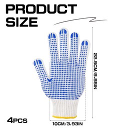 ZJIVQO 12 Pairs Working Gloves with Blue dots White Cotton Working Gloves for Men Women Secure Grip, Breathable Winter Dots Flip Resistant Grip Gloves for Factory Garden Working