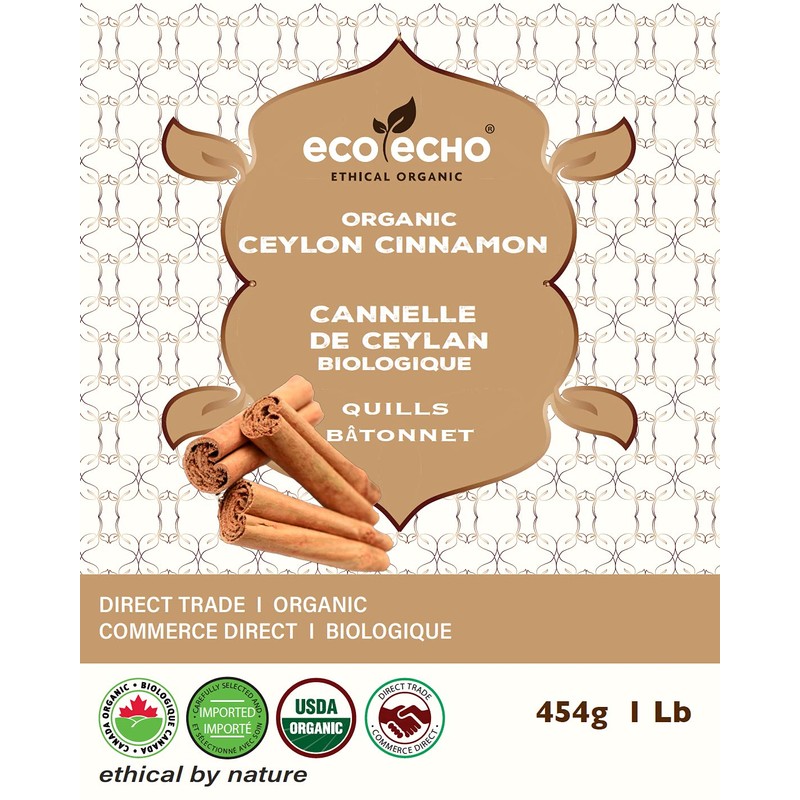 EcoEcho Organic Ceylon "True" Cinnamon Quills - 454g / 1