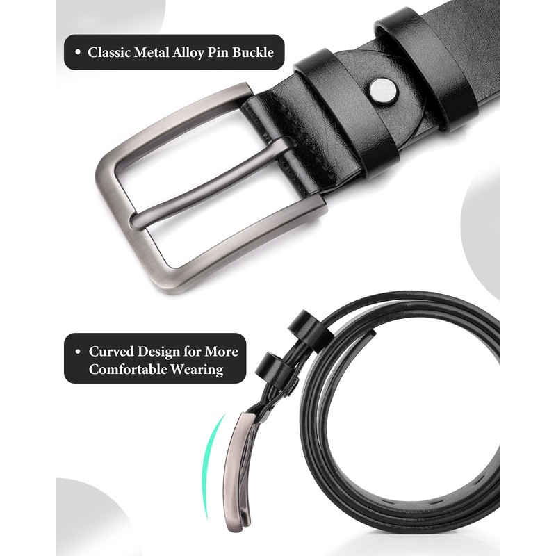 EsengNoyi Mens Belt Black Leather Men Belts for Jeans Casual