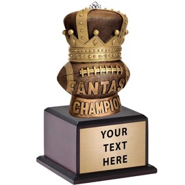 14" Fantasy Football Champion King Trophy On Large Base, Fantasy Football Award Trophy