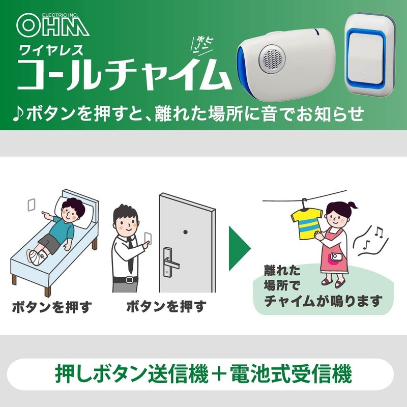 Ohm Electric Wireless Call Chime Set 07-8304 OCH-R40