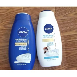 NIVEA 2 PACK  NIVEA NOURISHING & PAMPERING BODY WASH 20FL OZ EACH