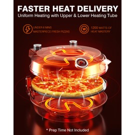 PYY Pizza Oven Indoor 12 Inch Electric Pizza Oven Countertop Heats up to 800℉ with Pizza Stone Viewing Window Thermometer Table Top Pizza Cooker Portable Pizza Maker Machine for Home Patio RV Dorm