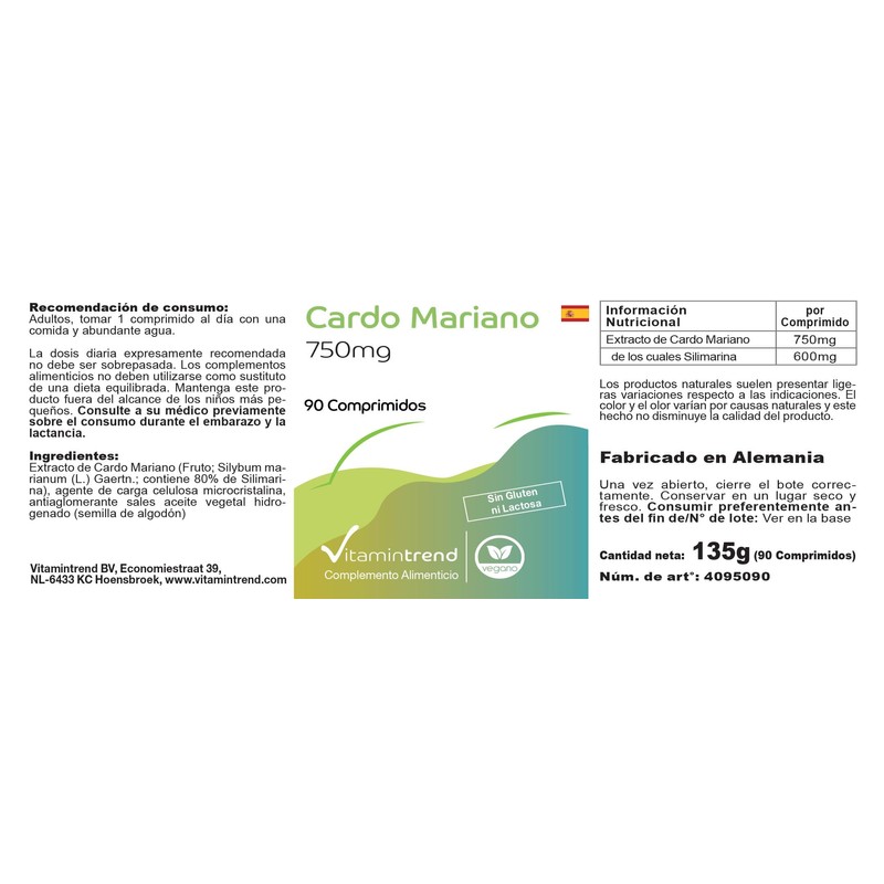Milk Thistle 750 mg - with 80% Silymarin - 90