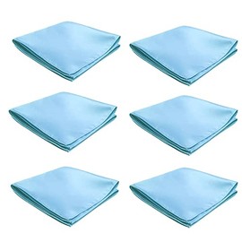 FOMANN Mens Pocket Squares Handkerchief 6 PK Wedding Party Solid Color Handkerchiefs (Sky Blue)