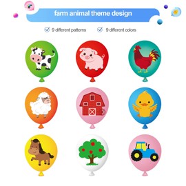 Balloons Animals, Farm Animal Balloons, Animal Balloons, Farm Birthday Balloons, Farm Birthday Balloons, Farm Animals Balloons, Party Birthday Decoration, for Children's Birthday Party (36 Pieces)