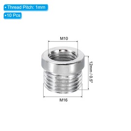 PATIKIL 9/16"-18UNFxM10x12mm Thread Reducing Nuts, 10 Pcs Male to Female Thread Adapter Protector Pipe Fitting Reducer for Floor Lamp Gooseneck, Silver Tone