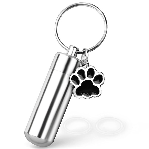 NaTuo Locket Pendant, Memorial Cremation Pendant, Waterproof, Hollow, Durable, Keychain, Cute Necklace, Men's, Women's, Capsule, Dog, Cat, Pet Paw & Cylinder Shape, Hand Held, Stainless Steel