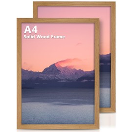 Zemiu Premium A4 OAK Picture Frame-2 Pack, Photo Frame in Size 29.7x 21 cm Use for Certificate/Wall Gallery/Photo Picture, Solid Wood with Clear Perspex Sheet & Wall Mounted Hook -OAK