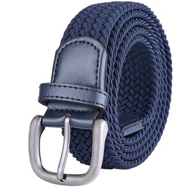 Bluecton Belt Sizes 120 cm - 170 cm Men's Stretch Belt Men's Elastic Fabric Belt Work Belt Black Brown Blue, blue