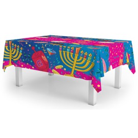 Izzy 'n' Dizzy Hanukkah Tablecloth - Hanukkah Paper Goods - 55" x 92" - 2 Pack