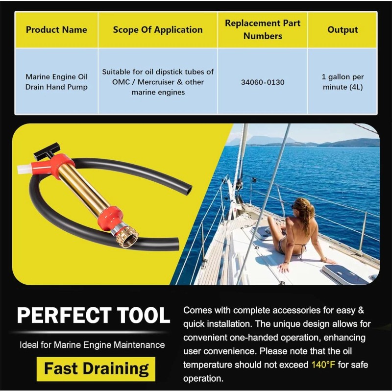 jiadi_7 Upgraded 34060-0130 Marine Engine Oil Drain Hand Pump for