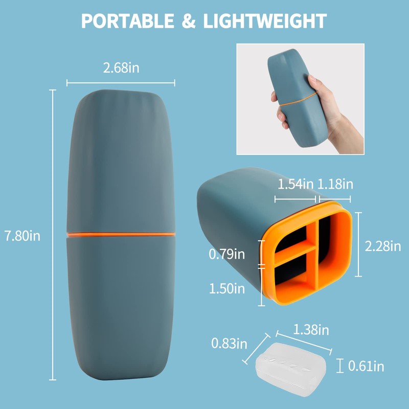 GQZ Travel Toothbrush Container Case, Portable Toothbrush Holder, High-Capacity Multifunction