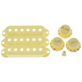 KAISH Aged White ST Strat Pickup Covers Knobs and 5 Way Switch Tip Cap