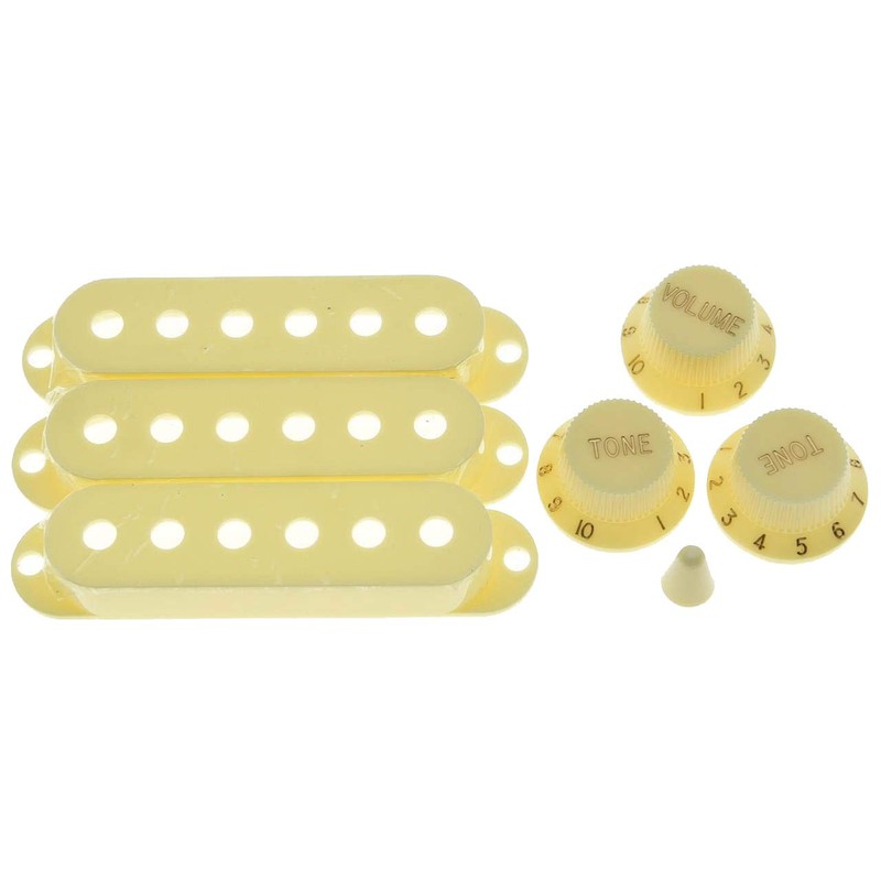 KAISH Aged White ST Strat Pickup Covers Knobs and 5