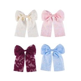 Womens Bow Hair Clips with Lace,4Pcs Lace Bows for Hair Bows for Women and Girls Hair Accessories for Wedding Birthday Valentine’s Day