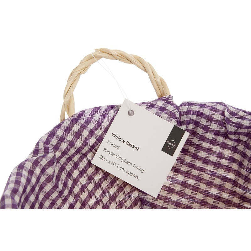 Premier Housewares Round Picnic Blanket Basket Hamper Handles Picnic Basket