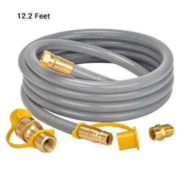 only fire 12Ft 1/2 inch ID Natural Gas Hose with Quick Connect Fittings Assembly for Low Pressure Appliance - 3/8" Female to 1/2" Male Adapter for Outdoor NG/Propane Appliance