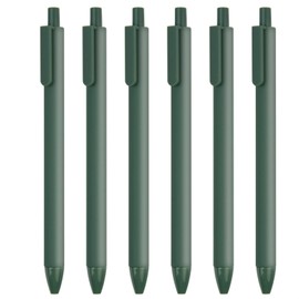 Idcrea Gel Pens 0.5 mm Fine Needle Point Japanese Black Liquid Ink No Bleed for Note Taking Green 6 Pack