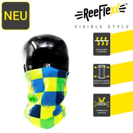REEFLEXX Loop, Multifunctional Scarf, Printed and Breathable with Reflectors, for Children, Squares