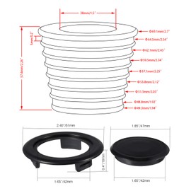 2 Pieces Umbrella Cone Wedge Patio Table Umbrella Hole Ring and Cap Set Fits up to 1.5 Inch in Diameter or Smaller Outdoor Patio Table Hole Pool Adapter(Black Black)