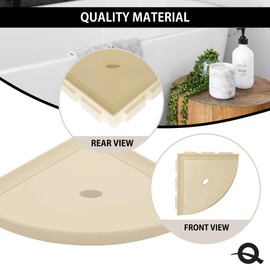 Questech 10" Corner Shower Shelf - Lugged for New Construction, Shower Organizer for Tiled Walls, Corner Caddy Soap Dish Bathroom Storage, Metro Lugged, Sand Matte