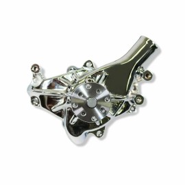 CNCRSR Chrome SB Chevy Water Pump Long SBC 283 327 350 383 High Volume Chrome Aluminum