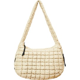 TRIOBASE Large Puffer Tote Bag for Women Quilted Crossbody Bag, Hobo Quilted Tote Bag Crossbody Shoulder Handbags Puff Purse Soft Fluffy Lightweight and Stylish