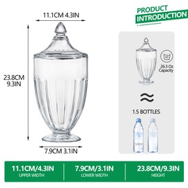 ZEERSHEE 26oz Glass Decorative Candy Jars Clear Cookie Jar Storage Jar with Lid for Candy Buffet Wedding Decor Bathroom Storage Table Centerpiece