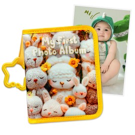 Baby's My First Family Album Baby Photo Albums Soft Photo Cloth Book with Baby-Safe Mirror Holds 17 4x6 Photos for Newborns, Toddlers, Baby Shower