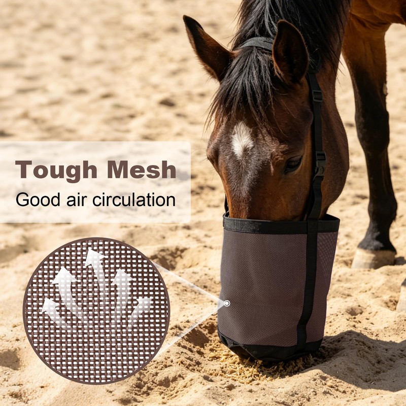 Horse Feed Bag for Grain, Breathable Muzzle Feed Bags for