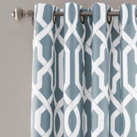 Lush Decor Edward Trellis Curtains Room Darkening Blue Window Panel Set for Living, Dining, Bedroom (Pair), 84 in L