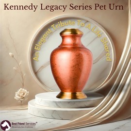 Best Friend Services - Kennedy Legacy Copper Pet Urn, Brushed Brass Lid & Base - Medium for Pets up to 60lbs