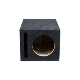 Atrend 8 inch Vented Enclosure Carpeted Car Subwoofer Speaker Box - Improves Audio Quality, Sound and Bass - High Grade MDF Construction with Nickel Finish Speaker Terminal - Black