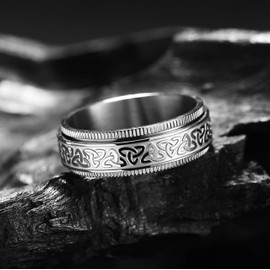 King Will 8mm Stainless Steel Silver Spinner Rings Celtic Knot Fidget Ring Stress Relieving Anxiety Ring for Men Boys 7.5
