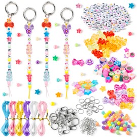 WATINC DIY Transparent Bear Bead Keychain Kit - 761PCS Bag Charms Cute Bracelet Necklace Making Craft Kits, Letter Fruits Stars Beads for Jewelry Accessories Festival Party Gift Favor for Women Men