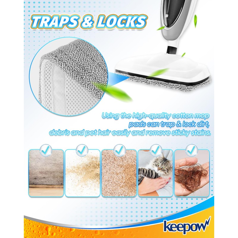 KEEPOW Steam Mop Pads Compatible with Mxnsewr Steam Mop, Compatible