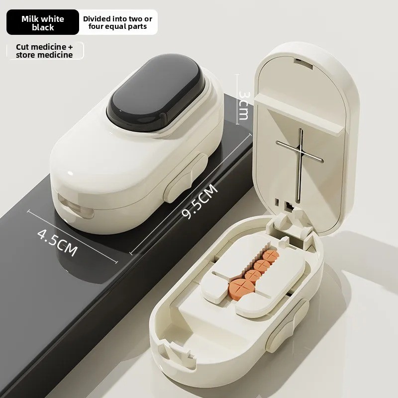 Portable Pill Cutter and Organizer for Travel – 1/2, 1/3,