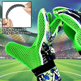 Arsh Sports Soccer Goalie Gloves, Football Goalkeeper Gloves for Kids Youth & Adult Strong Grip Finger Save 4mm Latex Finger Spine Protection (Green, Size 6 Suitable for 12-14 Years)