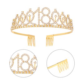 SUSSURRO "18 and Fabulous Sash and Rhinestone Tiara Set,18th Birthday Gifts Birthday Sash for Women Birthday Party Supplies( Gold)