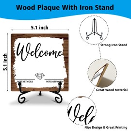 Wifi Password Sign for Home Office Decor Wood Sign with Stand - Wifi Sign for Guest, Welcome Sign Business Office Home Desk Decor for Cafe Bar Sation Restaurant Table Centerpiece Decor Plaque -49