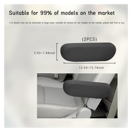 Augeny 2 PCS Car Front Seat Armrest Covers, Soft Elastic Fabric Auto Arm Rest Protector, Breathable Front Seat Armrest Cover Replacement, Universal Vehicle Interior Decor Accessories (Gray)