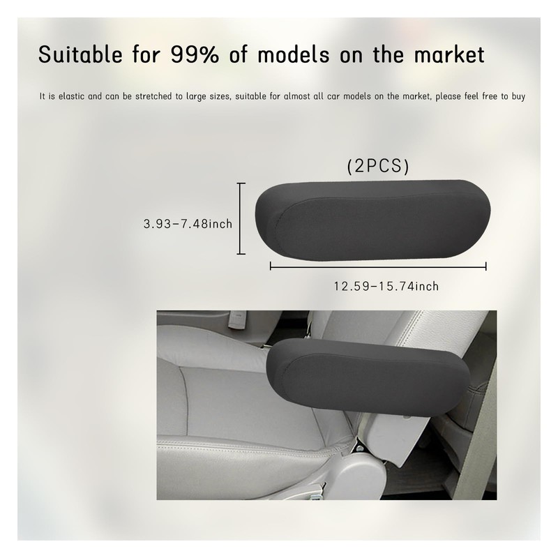 Augeny 2 PCS Car Front Seat Armrest Covers, Soft Elastic