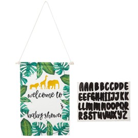 Sparkle and Bash Custom Safari Baby Shower Decorations Canvas Welcome Sign with Sticker Sheets (3 Pieces)