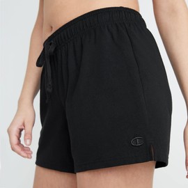 Champion Women's Shorts, Lightweight Lounge, Soft Jersey Comfortable Shorts for Women (Plus, Black, 3X