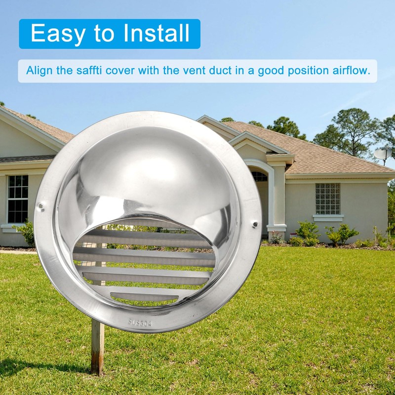 PATIKIL 3" Round Soffit Air Vents, 304 Stainless Steel Louver