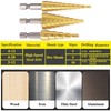 Step Drill Bit Set with 1/4-inch Hex Shank Titanium HSS