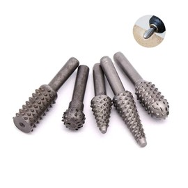5 PCS Rotary Drill Bit Set Woodworking Rasp Wood Carving Bits 1/4” Shank Power Carving Bits Rotary Burr Set