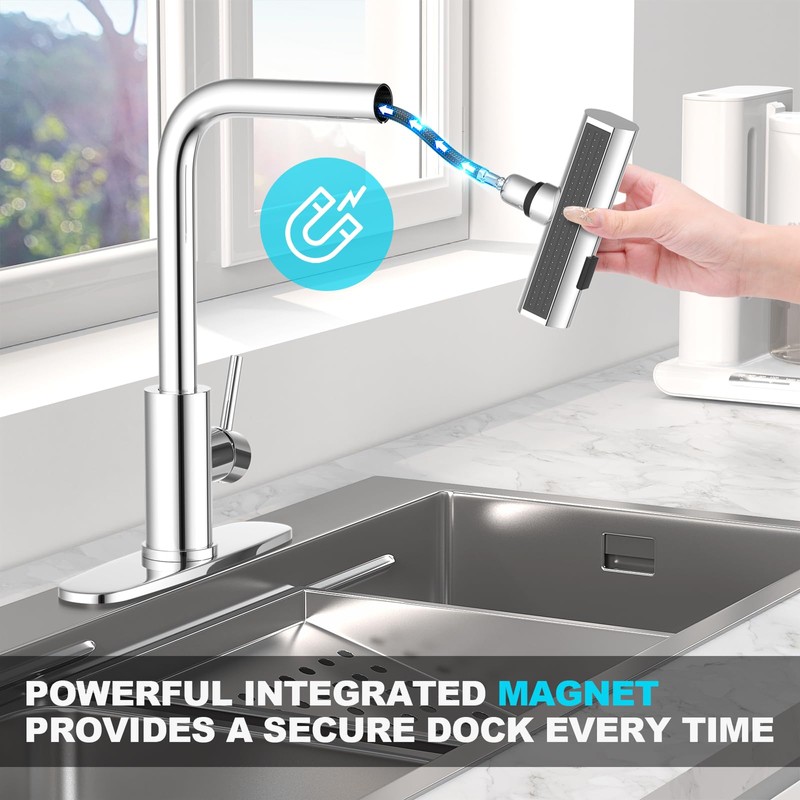 AVSIILE Waterfall Kitchen Faucets with Pull Down Sprayer & Soap